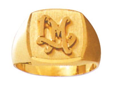 Anello Con Sigillo Massiccio Con Monogramma , 11 X 11 Mm, Oro Giallo 18 Ct. Ref. 860