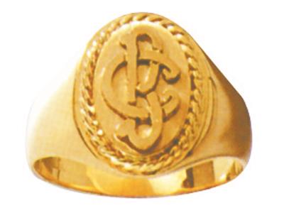 Anello Con Sigillo Massiccio Con Monogramma , 12 X 8 Mm, Oro Giallo 18 Ct. Ref. 931