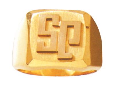 Anello Con Sigillo Massiccio Con Monogramma , 11 X 11 Mm, Oro Giallo 18 Ct. Ref. 985