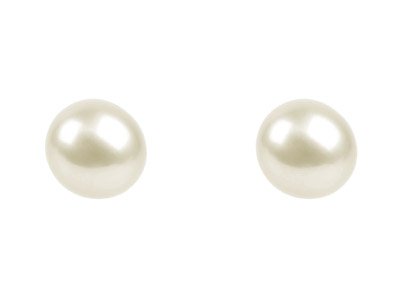 Coppia Di Perle Dacqua Dolce Coltivate, Tonde, Semiforate, 4-4,5 Mm, Bianco