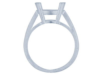 Anello Con Incastonatura A 4 Griffeper Pietra 6 X 4 Mm, Argento 925, Dito 53/54 54 ,  Argento 925 - Immagine Standard - 2
