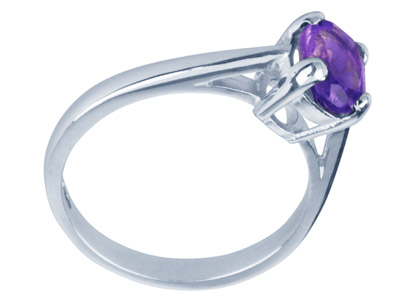 Anello Con Incastonatura A 4 Griffeper Pietra 10 X 8 Mm, Argento 925, Misura Dell'anello 52/53 53 , Argento 925 - Immagine Standard - 3