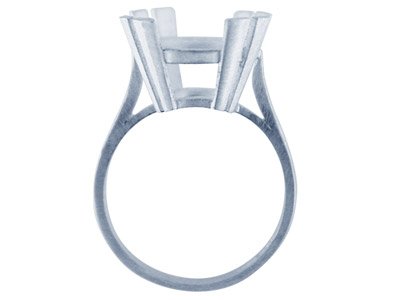 Anello Da Incastonare Con 4 Griffe Doppie Per Pietra Di 18 X 13 Mm, Argento 925, Dito 53/54 54 , Argento 925 - Immagine Standard - 2