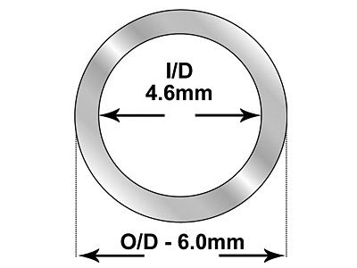 Tubo, Rif. B, Diametro Esterno 6 Mm, Diametro Interno 4,6 Mm, Spessore Della Parete 0,7 Mm, Argento 925, 100% Argento Riciclato - Immagine Standard - 2