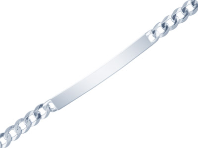 Identit Maglia Gourmette Diamantata 4 MM 18,4 Cm, Argento 925 18,4 Cmlarghezza 4 Mm, Argento 925
