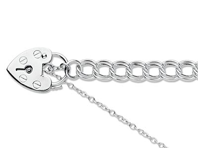 Bracciale Maglie Grumetta 6,2 Mm, 19 Cm, Chiusura A Lucchetto, Argento925 Argento 925