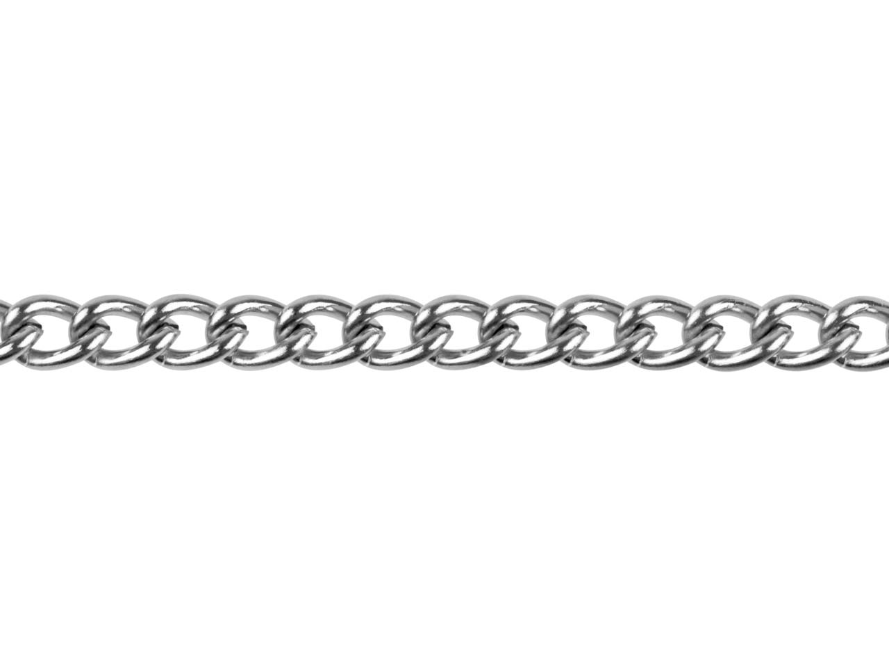 Catena A Maglie Gourmette 4,4 Mm, Lunghezza 1 Metro, Placcato Argento