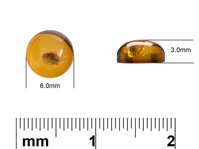 Ambra Naturale, Cabochon Rotondo 6 MM - Immagine Standard - 4
