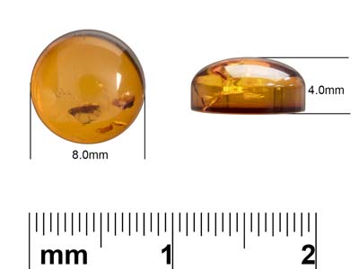 Ambra Naturale, Cabochon Rotondo 8 MM - Immagine Standard - 4
