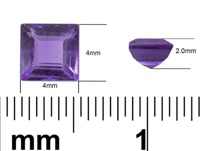 Ametista Quadrata, 4 MM - Immagine Standard - 3