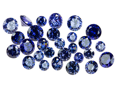 Confezione Da 28 Unità Di Zirconia Cubica Tonda Color Tanzanite Da 4, 5 E 6 MM