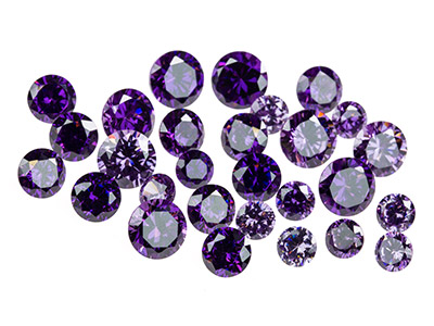 Ossido Di Zirconio Rotondo Viola, Assortimento Da 4, 5 E 6 Mm, Confezione Da 28 - Immagine Standard - 1