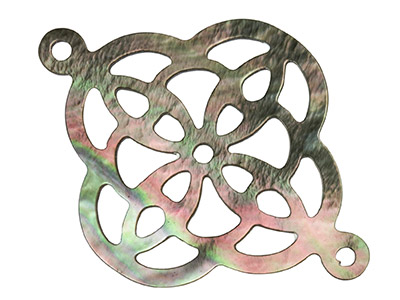Madreperla Grigia, Piccolo Connettore In Filigrana, 24,10 X 17,90 MM