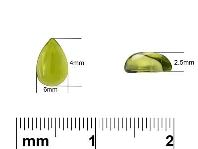 Peridoto, Cabochon A Pera, 6 X 4 MM - Immagine Standard - 4
