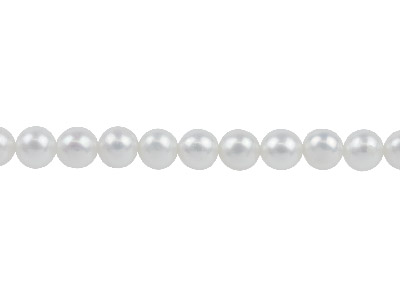 Perle Coltivate, 5-5,5 Mm, Bianco Naturale, Tonde, Filo Di 40 Cm - Immagine Standard - 1