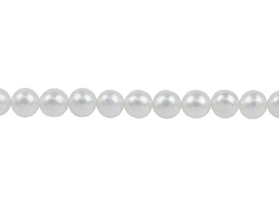 Perle Coltivate, 5,5-6 Mm, Bianco Naturale, Tonde, Filo Di 40 Cm - Immagine Standard - 1