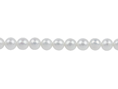 Perla D'acqua Dolce Rotonda, 5,50-6mm, Bianco Naturale, Filo Da 40 Cm - Immagine Standard - 1