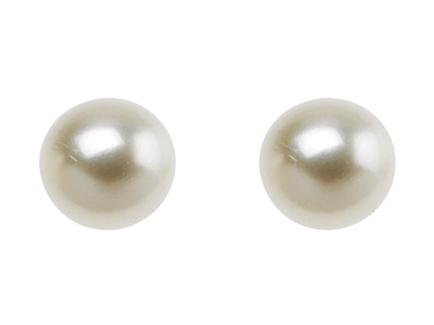 Perla D'acqua Dolce Rotonda Semiforata, 3,50 - 4,00 Mm, Bianca, Il Paio - Immagine Standard - 1
