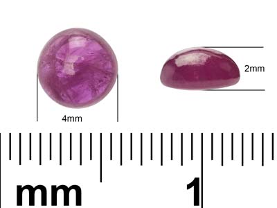 Rubino, Cabochon Tondo, 4 MM - Immagine Standard - 4