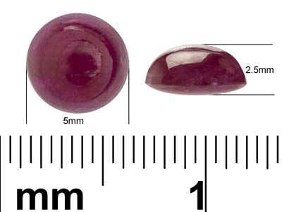 Rubino, Cabochon Tondo, 5 MM - Immagine Standard - 4