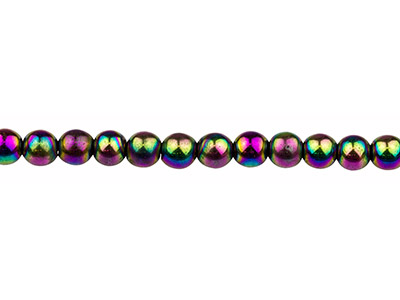 Perline Rotonde Semipreziose, Filo Di 38-39 Cm, 6 Mm, Ematite Galvanizzata, Arcobaleno