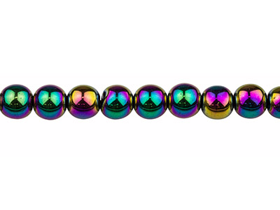 Perline Rotonde Semipreziose, Filo Di 38-39 Cm, 8 Mm, Ematite Galvanizzata, Arcobaleno