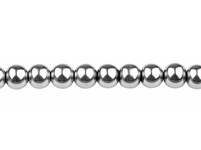 Perline Rotonde Semipreziose, Filo Di 38-39 Cm, 8 Mm, Ematite Galvanizzata, Argento - Immagine Standard - 1