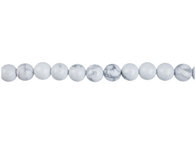 Perline Rotonde Semipreziose, Filo Di 40 Cm, 8 Mm, Howlite