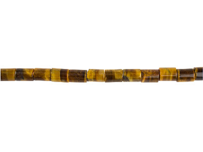 Perline A Tubo Semipreziose, Filo Di 40 Cm, 6 X 8 Mm, Occhio Di Tigre