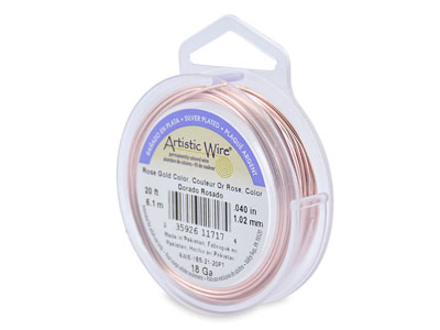 Filo Beadalon Artistic Wire, Calibro 18, 6,1 Mm, Argento Placcato, Oro Rosa