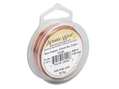 Filo Beadalon Artistic Wire, Calibro 18, 9,1 M, Rame Nudo