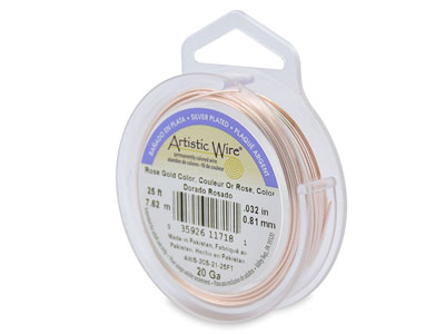 Filo Beadalon Artistic Wire, Calibro 20, 7,6 Mm, Argento Placcato, Oro Rosa - Immagine Standard - 1