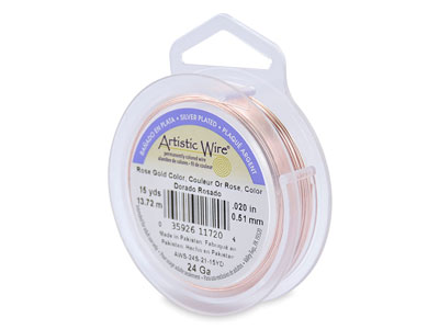 Filo Beadalon Artistic Wire, Calibro 24, 13,7 Mm, Argento Placcato, Oro Rosa - Immagine Standard - 1