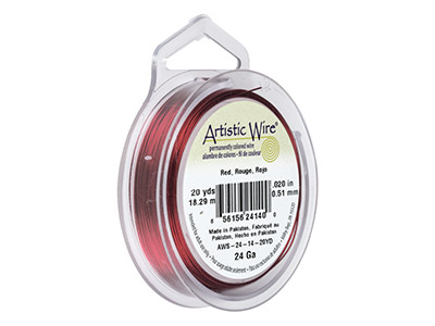Beadalon Artisticwire Filo Di Rame Rosso 0,51 Mm, Bobina Da 18,20 Metri