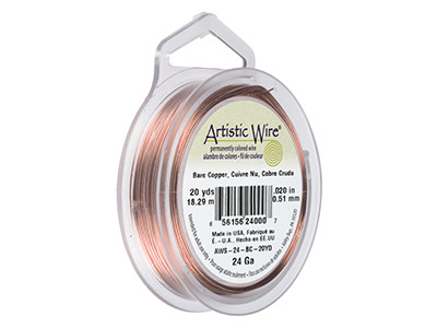 Filo Beadalon Artistic Wire, Calibro 24, 18,2 M, Rame Nudo