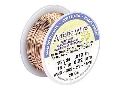 Filo Beadalon Artistic Wire, Calibro 28, 13,7 Mm, Argento Placcato, Oro Rosa