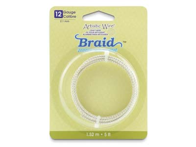 Beadalon Artistic Wire 12 Gauge Round Braid Tarnish Resistant Sil 2.1mm X 1.5m