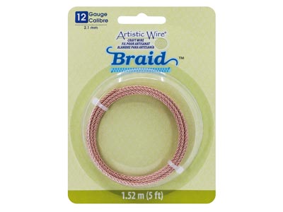 Beadalon Artistic Wire 12 Gauge Round Braid Rose Gold Colour 2.1mm X 1.5m