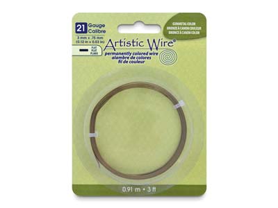 Beadalon Artistic Wire 21 Gauge Flat Antique Brass Colour 0.75mm X 3mm X 0.91m - Immagine Standard - 1