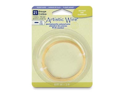 Beadalon Artistic Wire 21 Gauge Flat Sil Pltd Gold Colour 0.75mm X 3mm X 0.91m - Immagine Standard - 1