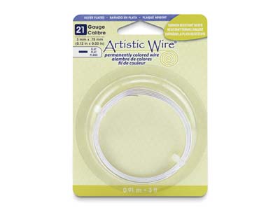 Filo Di Rame Piatto 0,75 X 3 Mm, Argentato Anti-tarnish, Beadalon Artistic Wire, 0,91 Metri