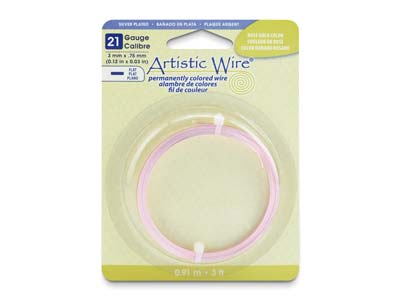 Beadalon Artistic Wire 0,75 X 3 MM Filo Di Rame Piatto, Rosa, 0,91 Metri