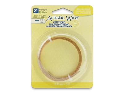 Beadalon Artistic Wire 21 Gauge Flat Antique Brass Colour 0.75mm X 5mm X 0.91m - Immagine Standard - 1