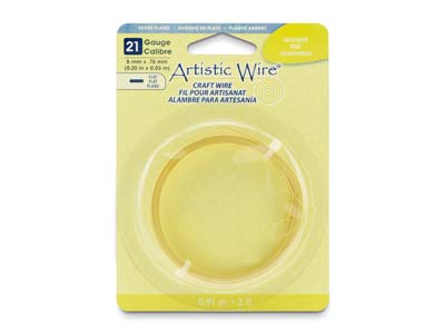 Beadalon Artistic Wire 21 Gauge Flat Sil Pltd Gold Colour 0.75mm X 5mm X 0.91m - Immagine Standard - 1
