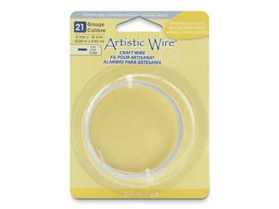 Beadalon Artistic Wire 21 Gauge Flat Tarnish Resistant Sil Pltd 0.75mm X 5mm X 0.91m - Immagine Standard - 1