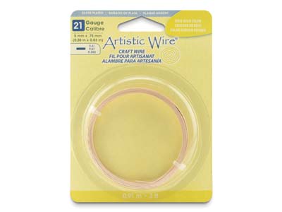 Beadalon Artistic Wire 21 Gauge Flat Sil Pltd Rose Gold Colour 0.75mm X 5mm X 0.91m - Immagine Standard - 1