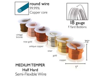 Wire Elements, 16 Gauge, Pk 6 Assorted Colours, Tarnish Resistant, Med Temper, 1yd/0.91m - Immagine Standard - 3