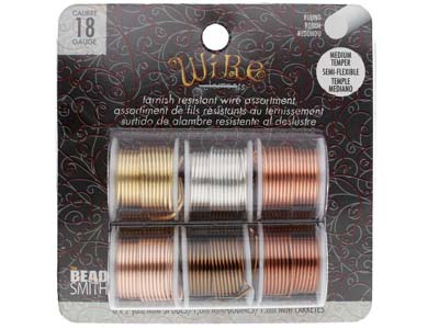 Wire Elements, 18 Gauge, Pk 6 Assorted Colours, Tarnish Resistant, Med Temper, 2yd/1.83m - Immagine Standard - 1