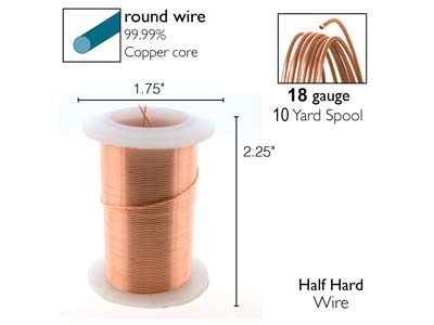 Wire Elements, 18 Gauge, Rose Gold Colour, Tarnish Resistant, Medium Temper, 10yd/9.14m - Immagine Standard - 2