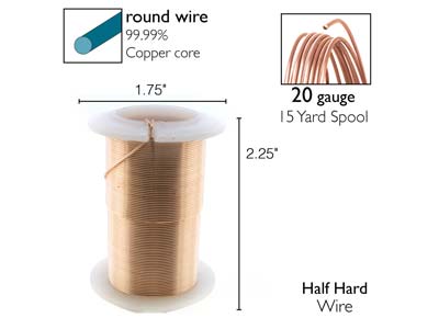 Wire Elements, 20 Gauge, Rose Gold Colour, Tarnish Resistant, Medium Temper, 15yd/13.72m - Immagine Standard - 2